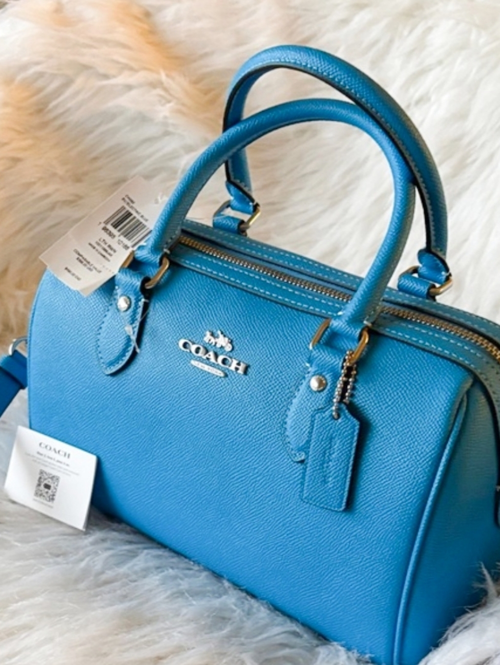 Coach Rowan Pebbled Leather in Turquoise Blue - Picture 4 of 10